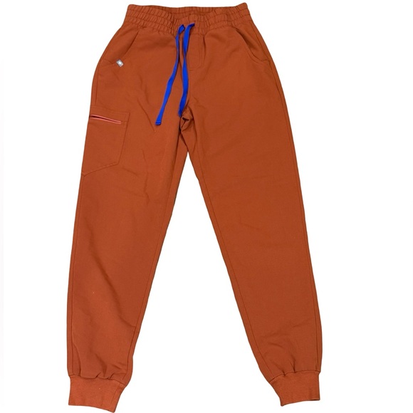 🧡 FIGS Zamora Jogger Scrub Pants Auburn Orange High Waisted Small Tall - Picture 3 of 16